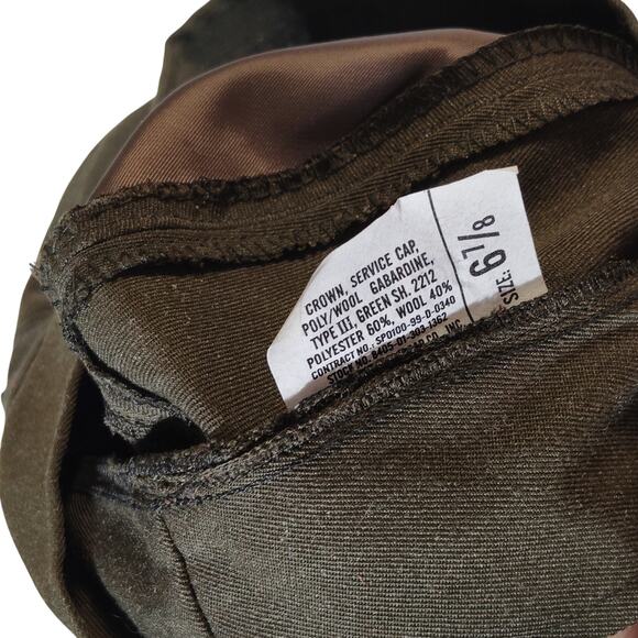 1999 U.S. Military Service Cap Crown, Type III, Size 6-7/8, Green Shade 2212 EUC - Picture 3 of 3